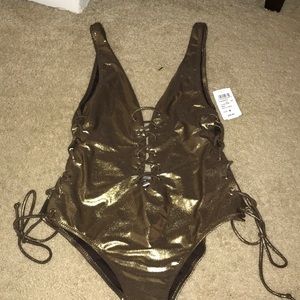 Gold one piece swim suit